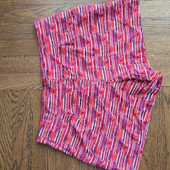 Loft Pleated High-rise Colorful Linen Blend High-Rise Shorts Size Medium - Picture 2 of 9